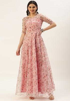 Pink Floral Print Poly Blend Tunic