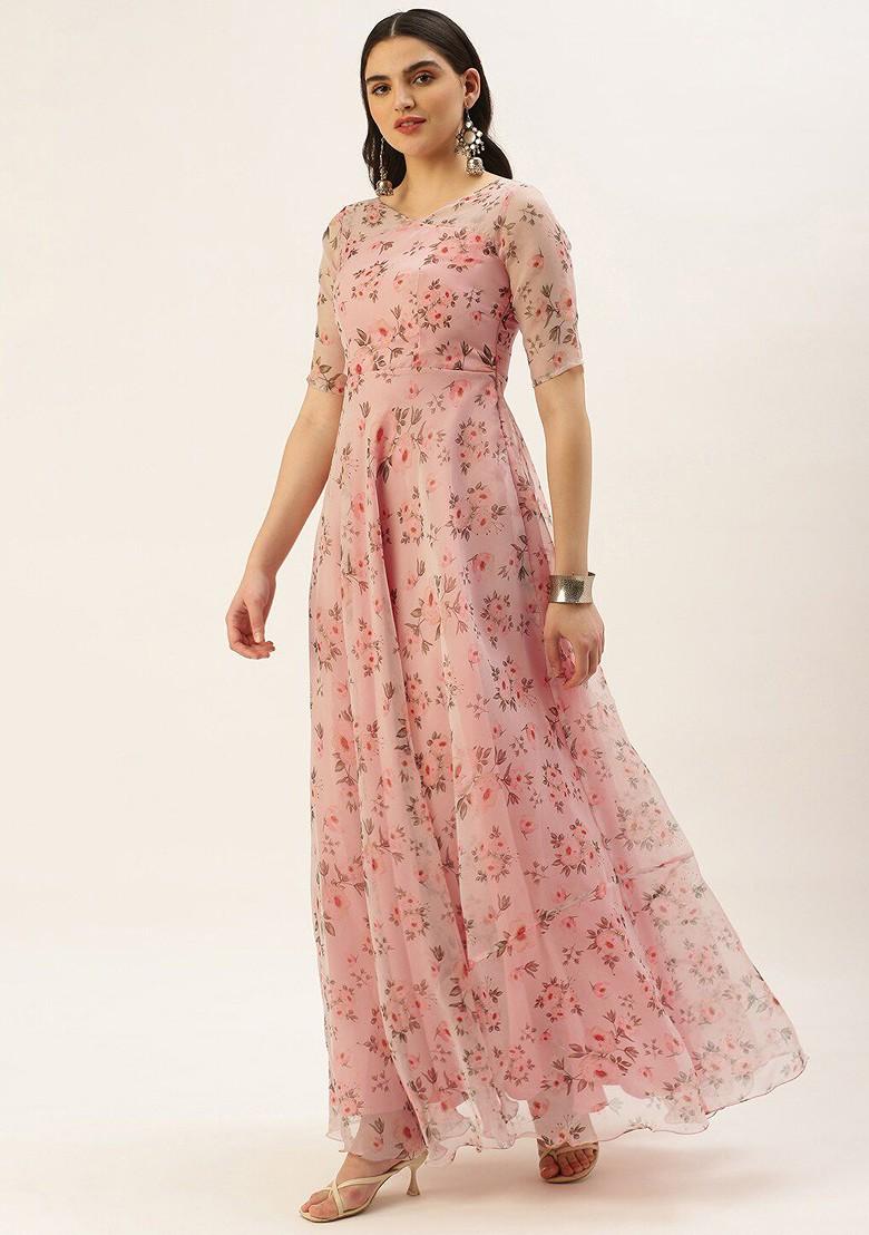 Pink Floral Print Poly Blend Tunic