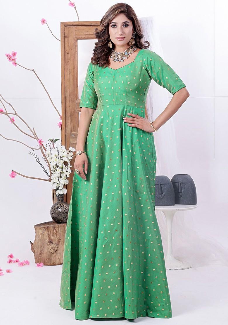 Green Floral Print Poly Blend Tunic