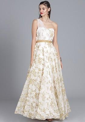 Off White Floral Print Poly Blend Tunic