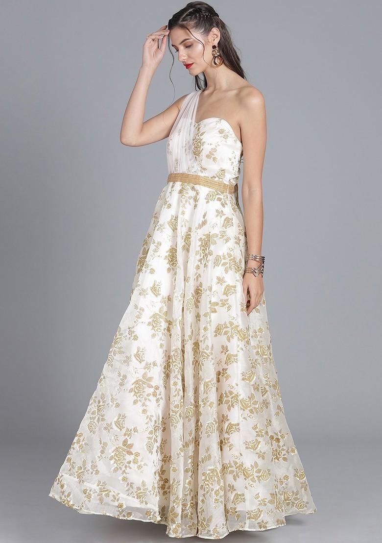 Off White Floral Print Poly Blend Tunic