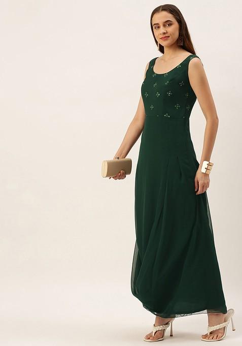 Green Embellished Georgette Tunic