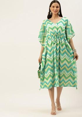 Green Printed Poly Blend Tunic