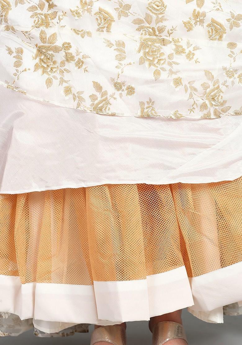 Off White Printed Poly Blend Tunic