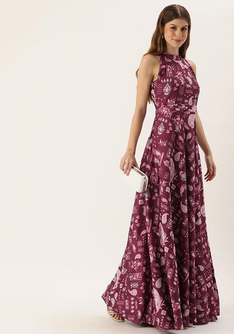 Natural Fab Women’s Short Rayon Kurti, Maroon Ethnic Printed Straight Fit Tunic, Made in India