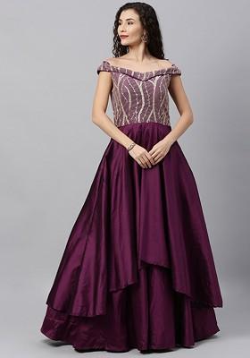 Purple Embellished Poly Blend Tunic