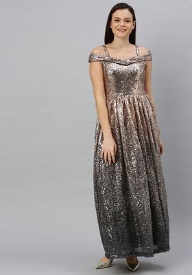 Black Sequin Embroidered Poly Blend Tunic