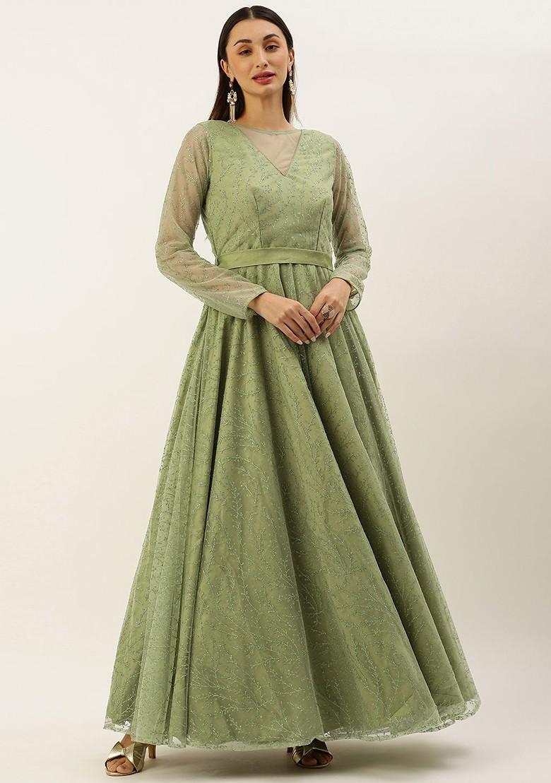 Green Foil Print Poly Blend Tunic