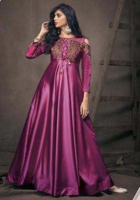 Magenta Pink Embroidered Silk Anarkali Kurta