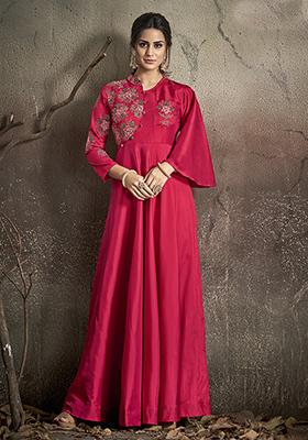 Pink Embroidered Silk Anarkali Kurta