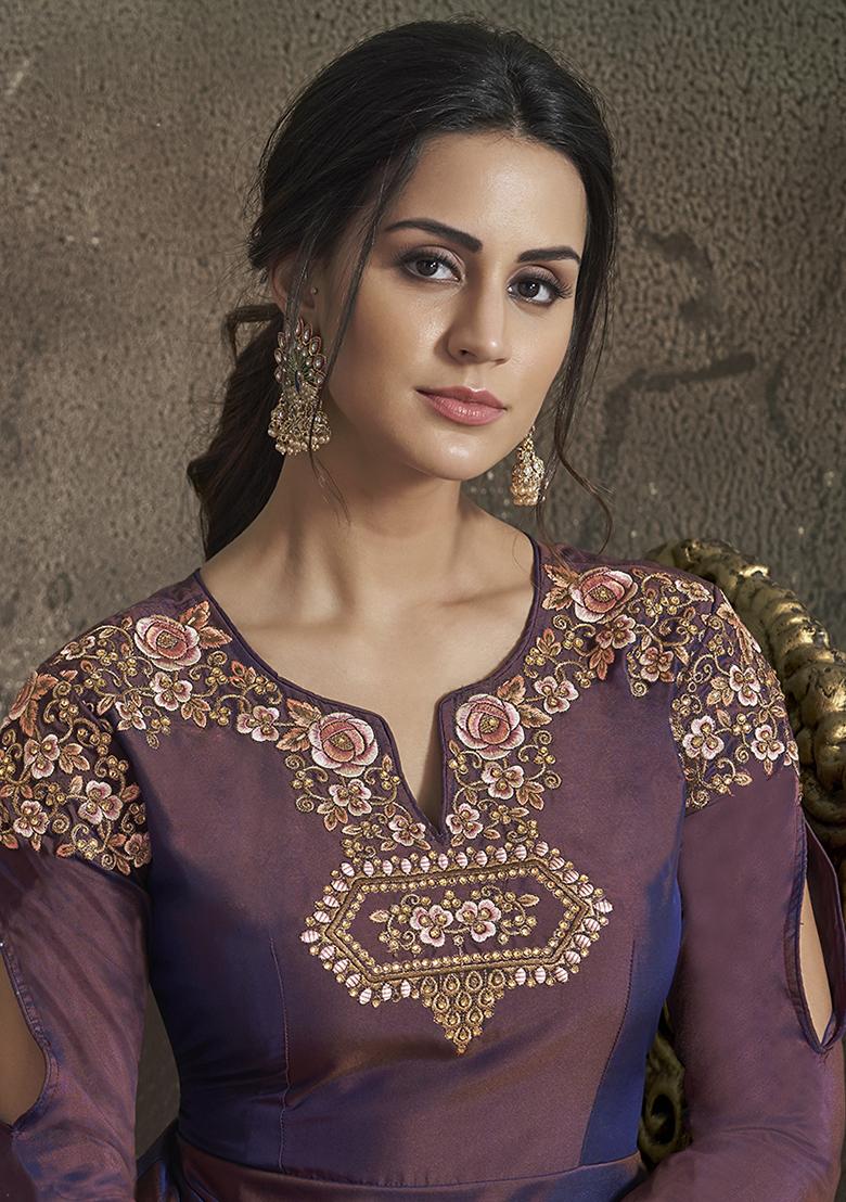 Multicolor Embroidered Silk Anarkali Kurta