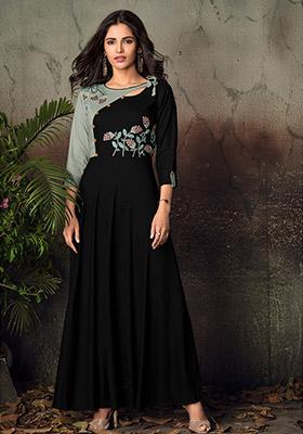 Multicolor Embroidered Rayon Anarkali Kurta