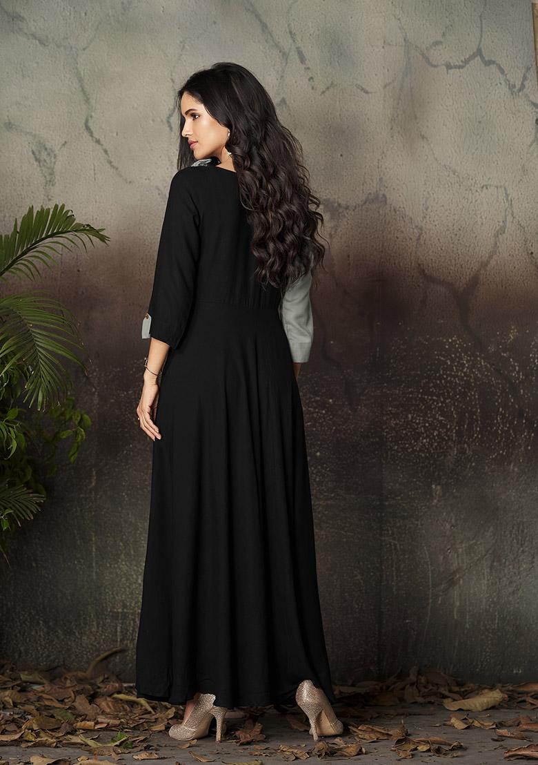 Multicolor Embroidered Rayon Anarkali Kurta