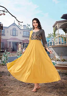 Multicolor Embroidered Rayon Anarkali Kurta