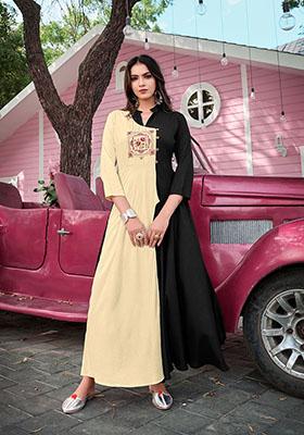 Multicolor Embroidered Rayon Anarkali Kurta