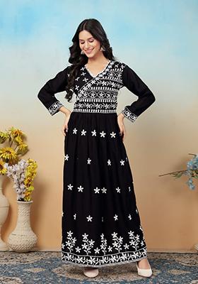 Black Embroirdered Rayon Kurtas