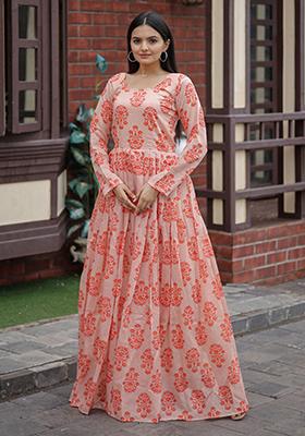 Multicolor Digital Print Pure Chanderi Anarkali Set