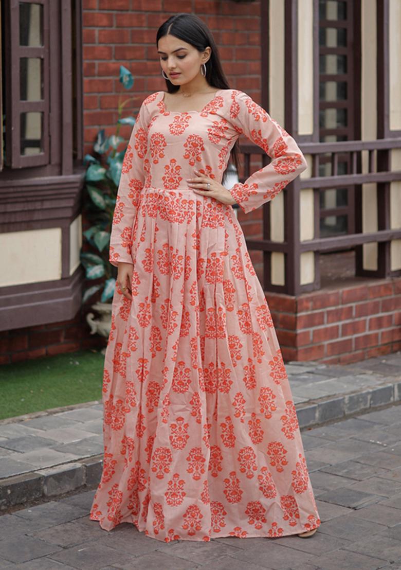 Multicolor Digital Print Pure Chanderi Anarkali Set