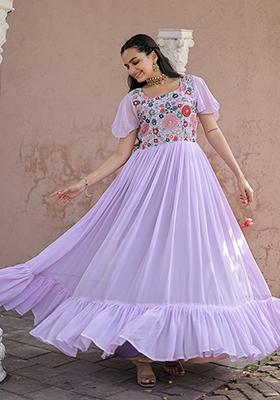 Purple Sequin Embroidered Faux Georgette Anarkali Set