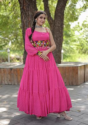 Pink Digital Print Faux Georgette Anarkali Set
