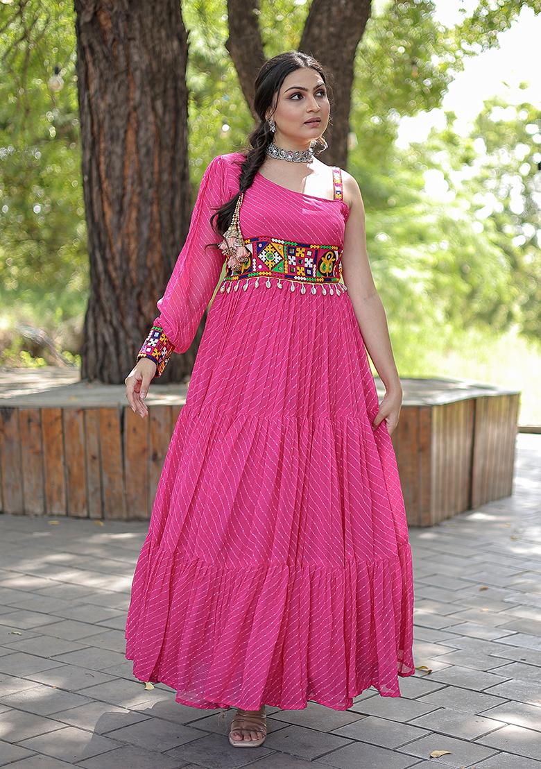 Pink Digital Print Faux Georgette Anarkali Set