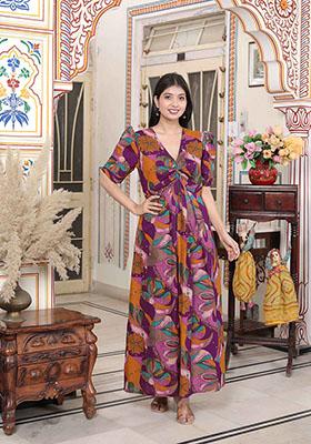 Magenta Printed Cotton Dress