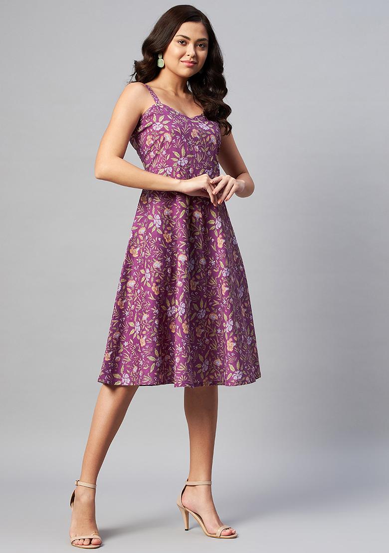 Purple Printed Cotton Dress