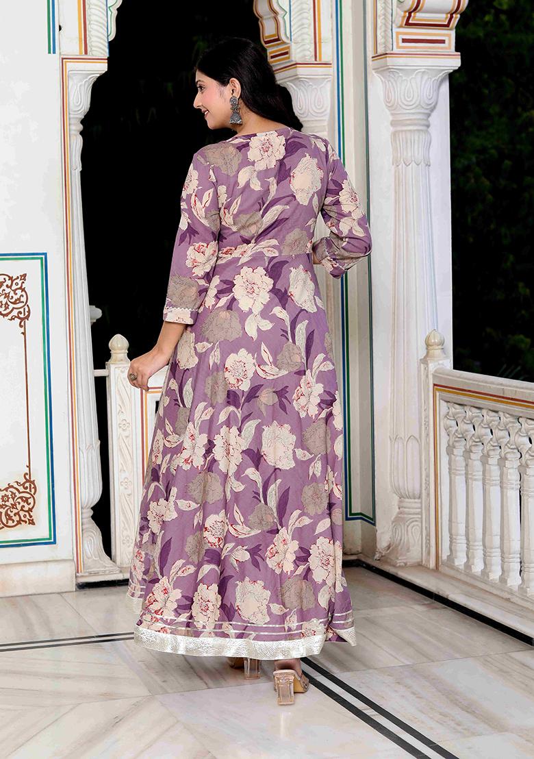 Purple Gota Patti Cotton Anarkali Kurta