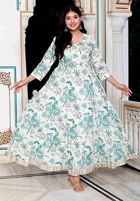 Light Green Gota Patti Cotton Anarkali Kurta