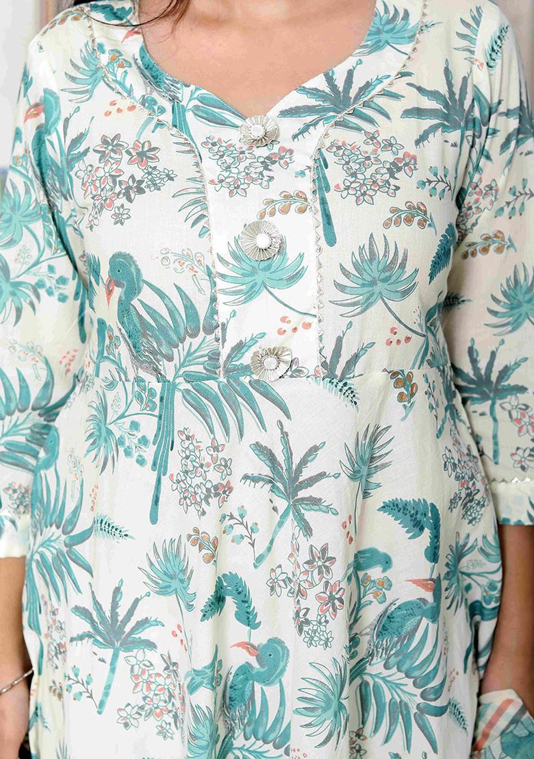 Light Green Gota Patti Cotton Anarkali Kurta