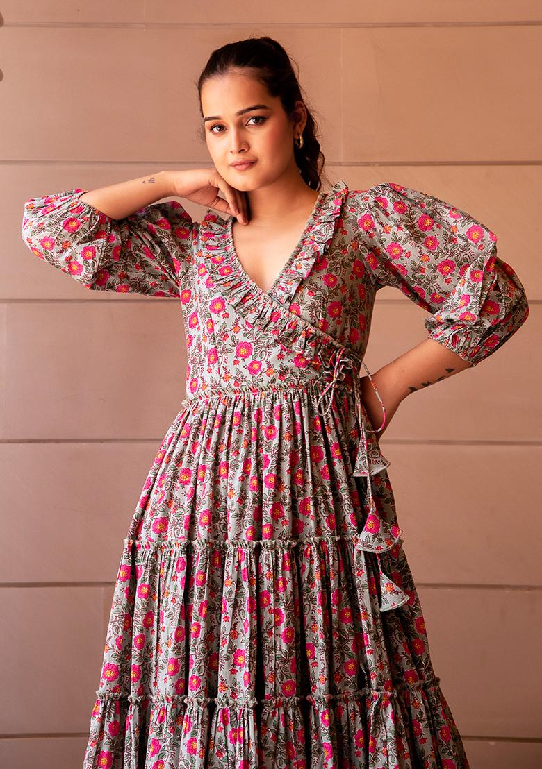 Pink Floral Cotton Dress