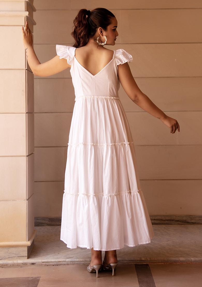 White Embroidered Cotton Dress