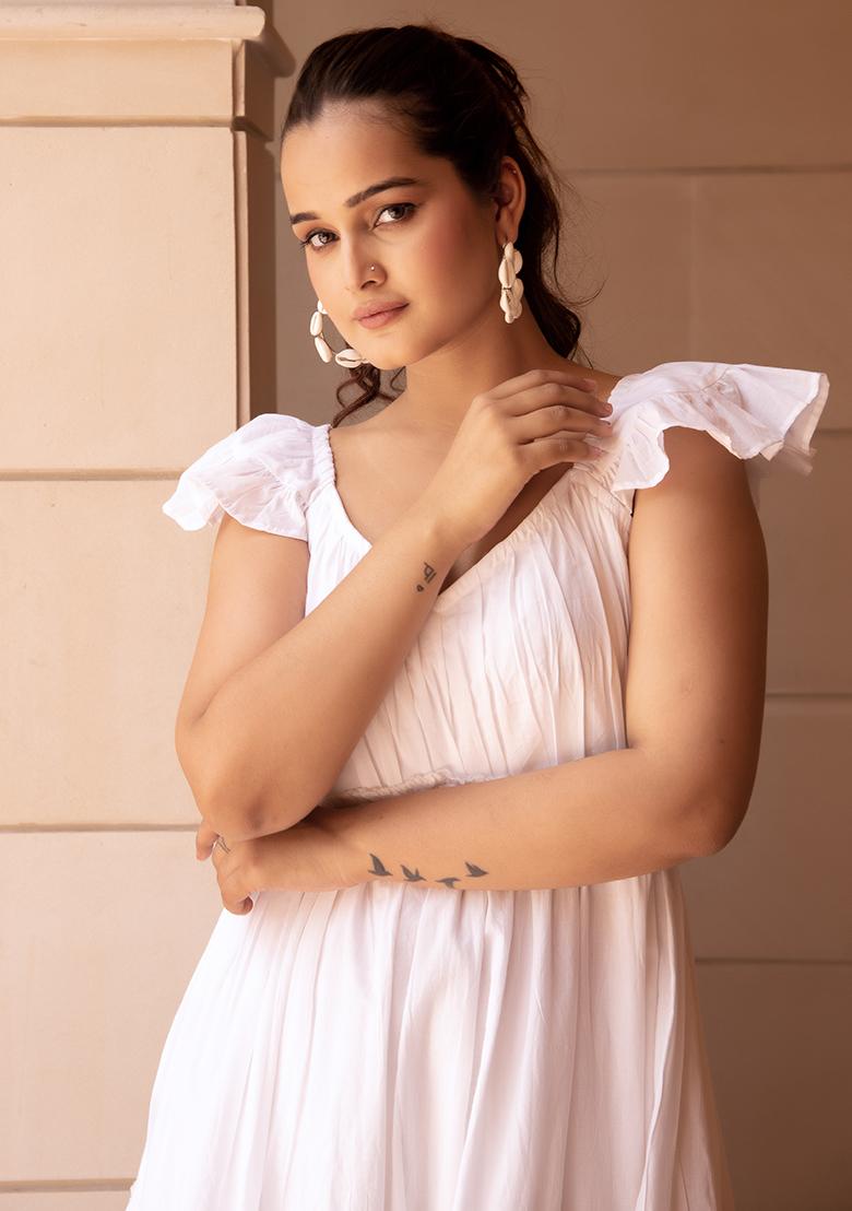 White Embroidered Cotton Dress