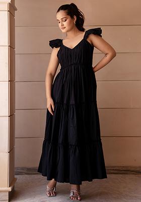 Black Embroidered Cotton Dress