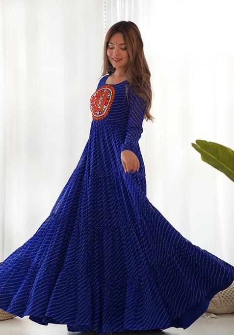 Blue Printed Georgette Anarkali