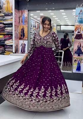 Magenta Embroidered Georgette Palazzo Set