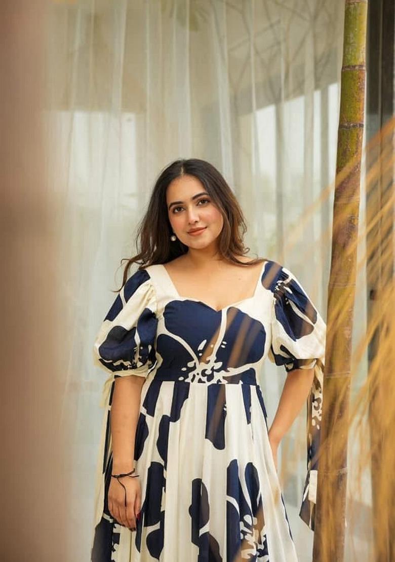 Blue Abstract Print Rayon Kurta