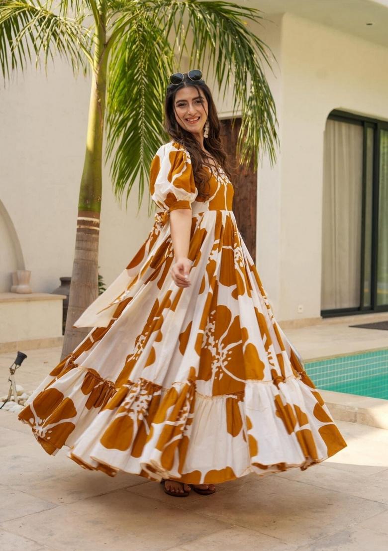 Mustard Yellow Abstract Print Rayon Kurta