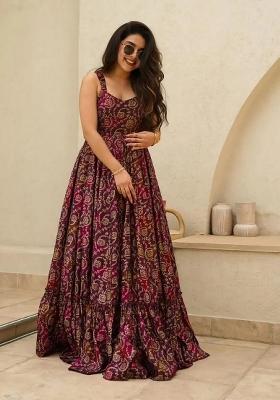 Maroon Abstract Print Rayon Kurta