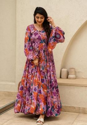 Pink Abstract Print Rayon Kurta