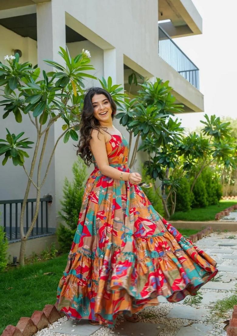 Multi Abstract Print Rayon Kurta