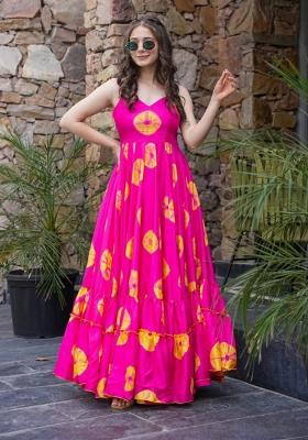 Pink Abstract Print Rayon Kurta