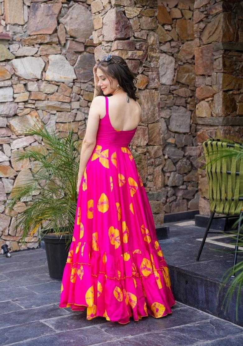 Pink Abstract Print Rayon Kurta