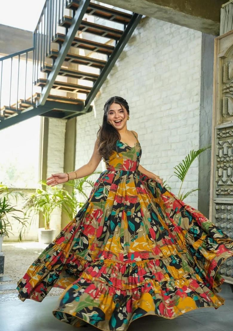 Multi Abstract Print Rayon Kurta