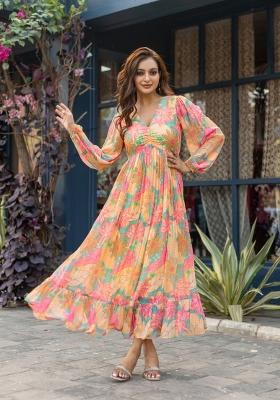 Multi Abstract Print Rayon Kurta