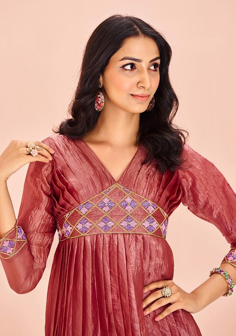 Coral Embellished Poly Blend Dresses