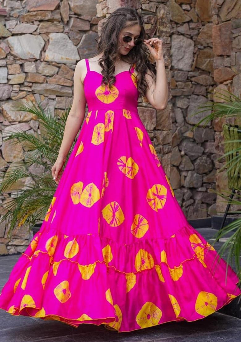 Pink Printed Rayon Dress