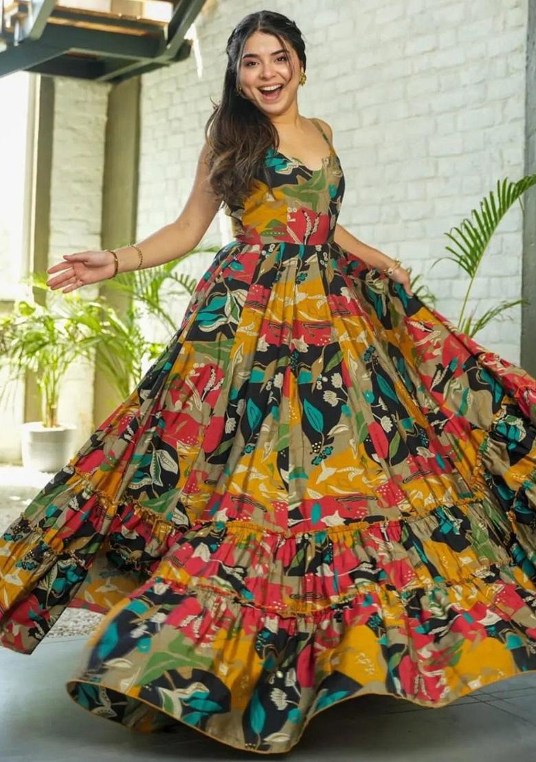 Multicolor Printed Rayon Dress