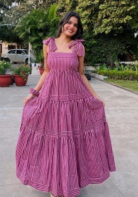 Purple Printed Rayon Dress