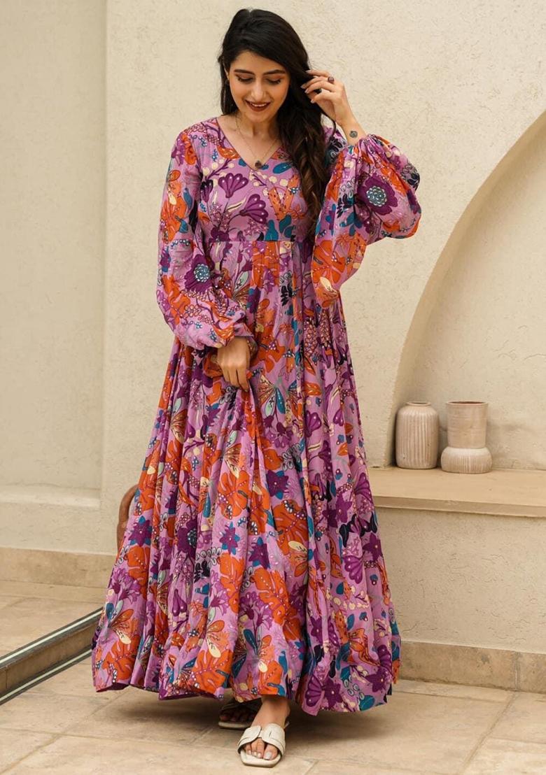 Pink Printed Rayon Dress